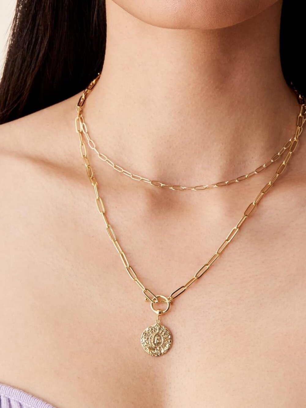 14K Gold Plated Layering Necklaces | Stylish Minimalist Design Pendant Necklaces - Picture 2 of 5